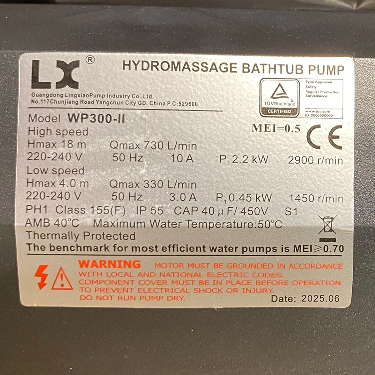 Massasjepumpe LX-WP300-II 3HK, 2-speed