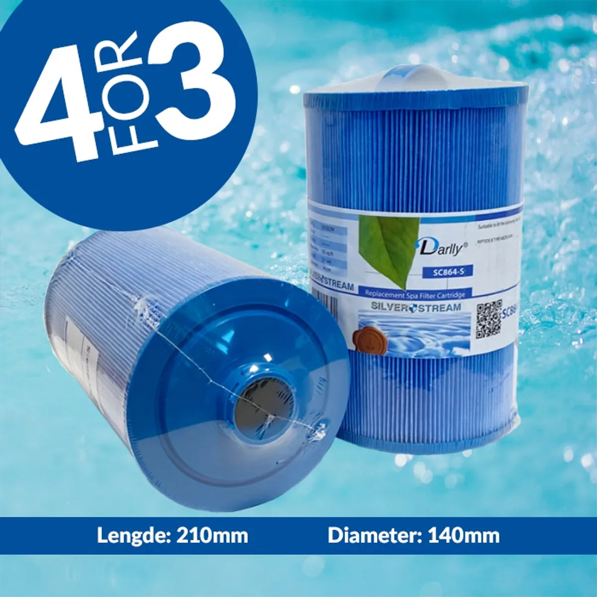 Spa filter 35 sq. ft. grovgjenget, vaskbart - SC864-S  (4pk)