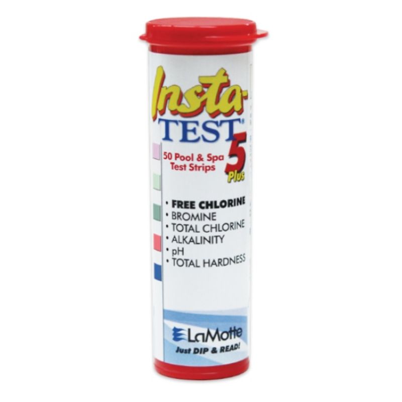 Insta-TEST Plus 5 Rød teststrips (klor/ brom/ alka/ pH/ hardhet)