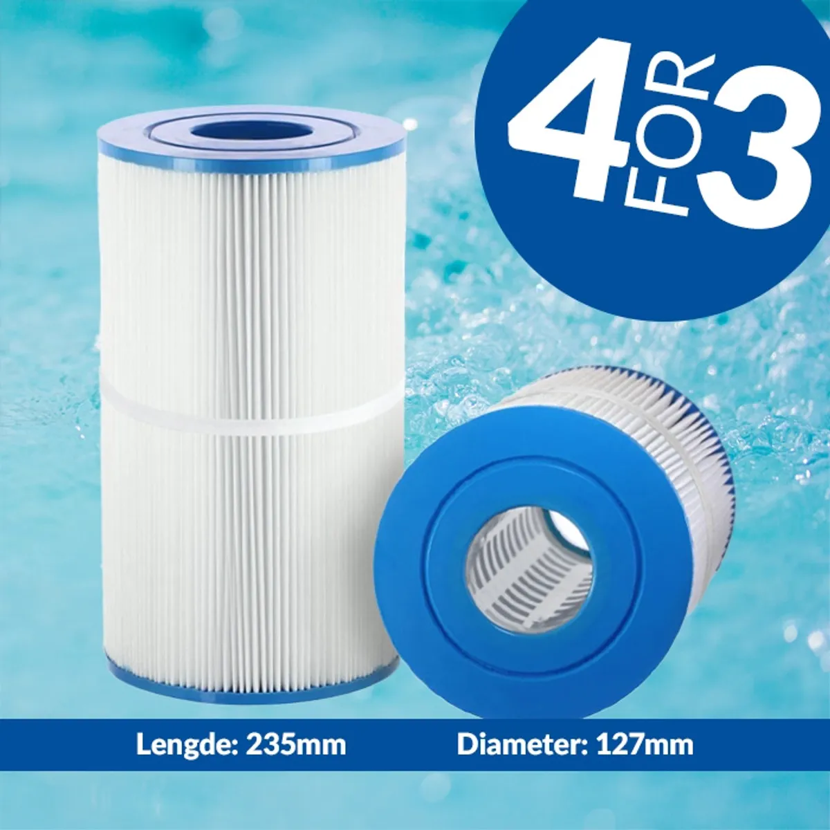 Spa filter 35 sq. ft. u/ gjenger, vaskbart (4pk - spar 25%!)